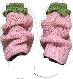 crochet strawberry leg warmers in pink Strawberry Legwarmers, Strawberry Leg Warmers, Y2k Socks, Strawberry Knit, Socks Y2k, Aesthetic Socks, Find Aesthetic, Strawberry Legs, Crochet Strawberry