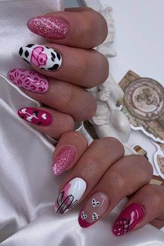 80+ Best Country & Western Nails for Every Cowgirl at Heart Grupo Frontera Nails, Boots And Hearts Nails, Western Barbie Nails, Pink Cowboy Nails, Pink Country Nails, Country Festival Nails, 22 Birthday Nails, Cowboy Hat Nails, Pink Cowgirl Nails