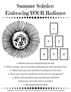 a poster with the words summer solstice embracing your radiance