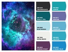 the color scheme for galaxy is blue, green and purple