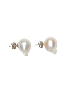 Baroque Pearl Stud Earrings — FRY POWERS Classic Silver Pearl Earrings With High Luster, Silver Akoya Pearl Jewelry In Pear Shape, Briolette High Luster Pearl Earrings As Gift, Briolette High Luster Pearl Earrings For Gift, High Luster Briolette Pearl Earrings As Gift, High Luster Briolette Pearl Earrings For Gift, Sterling Silver Briolette Pearl Earrings As Gift, Classic Silver High Luster Pearl Earrings, Silver Pearl Earrings With High Luster