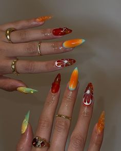 #nails #nailart #nailtech #nailsoftheday #nail2inspire #nailsart #nailsofinstagram #naildesign #summernails #fashion #style #summervibes #inspo Fresh Tip Nails, Red Nails Cherry, Nail Art Vert, Nails Strawberry, Nails Fruit, Nails Fresh, Nails Cherry, Fake Acrylic Nails, Strawberry Nails