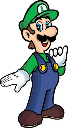 an image of a mario bros character with his hands out and pointing to the side