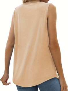 Beige Stretch Top With Solid Color, Beige Stretch Top, Comfortable Solid Color Tops For Summer, Comfortable Summer Tops, Solid Color Sleeveless 4-way Stretch Tops, Square Neck, Casual Tops, Tank Tops