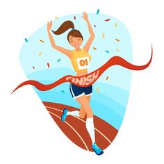 a woman running on the finish line - sports / activity conceptual