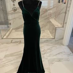 Gorgeous Gown With Custome Beading And Low Back - Low Back, Green Velvet, Gorgeous Gowns, Prom, Prom Dresses, Womens Sizes, Velvet, Womens Dresses, Green