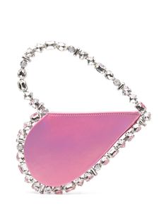 pink calf leather holographic effect heart shaped crystal-embellished trim top zip fastening branded zip puller single handle rear patch pocket full lining internal logo plaque internal patch pocket main compartment silver-tone hardware Prada Galleria, Beauty Water, Miu Miu Bag, Gucci Ophidia, Designer Tote Bags, Zip Puller, Purse Handles, Trim Top, Iconic Bags