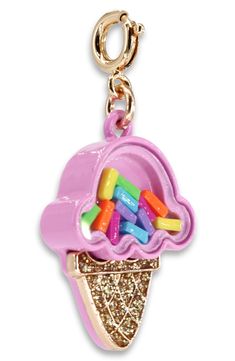 Gold Ice Cream, Glitter Ice Cream, Shaker Charm, Sugar Pop, Colorful Ice Cream, Charm It, Glitter Cupcakes, Cupcake Charms, Strawberry Charm