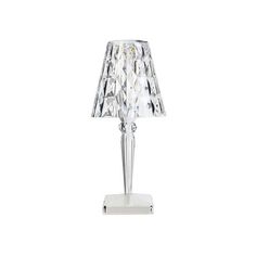 a crystal table lamp on a white background