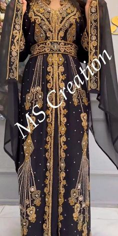 SALE Gold Work Embroidered kaftan African Attire Bridesmaid Wedding Dress 605 Bridesmaid Wedding Dress, Cultural Clothes, African Kaftan, Embroidered Kaftan, Cultural Clothing, Moroccan Kaftan, Cute Shoes Heels, Cosplay Diy, Fabric Colour