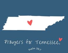 a blue and white map with a heart on it that says, prays for tennessee