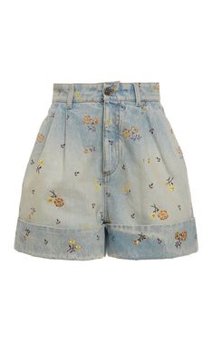 Love Core Clothes, Clothes For Europe, Sunflower Jeans, Outfit Jeans, Pleated Shorts, Embroidered Denim, Mode Inspo, Floral Shorts, Cute Shorts