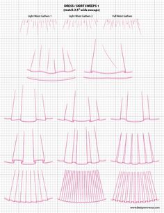 how to draw skirts with pencils in stages and then, step by step instructions