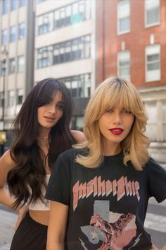 Styling curtain bangs and hair extensions from vixen and blush Fuller Bangs, Celebrity Hair Extensions, Bouncy Blow Dry, Hair Extension Salon, Blonde Hair With Bangs, Fuller Hair, Heat Styling Products, Blow Dry