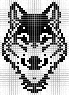 a cross stitch pattern with a black and white cat's face in the middle