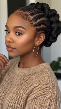 Best Techniques for anotation ✨ Side Updo Hairstyles, Braids Hairstyles Updo Black Women, Hairstyles Updo Black Women, Updo Hairstyles Braids, Updo Black Women, Braids Hairstyles Updo, Braided Bun Styles, Braid Bun Updo, Modern Updo