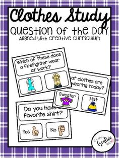 clothes study for the question of the day with pictures and words on it to help students learn