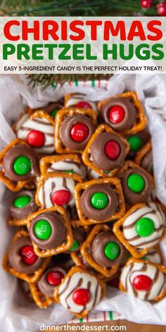 christmas pretzel hugs with candy in the middle