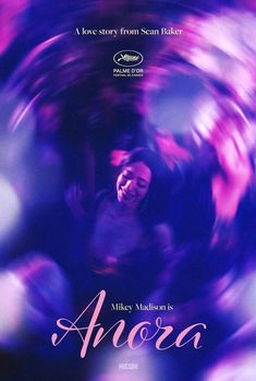 the poster for an upcoming film with a blurry image of a woman in pink and purple