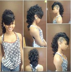 Cute!! Quick Weave Mohawk, Short Hair Mohawk, Curly Mohawk Hairstyles, Braided Mohawk Hairstyles, Curly Mohawk, Mohawk Styles, Mohawk Hairstyles, Quick Weave