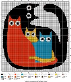 a cross stitch pattern with two cats on it