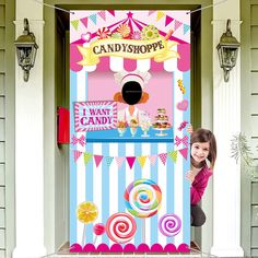 PRICES MAY VARY. Polyester Delicate candy shop supply: come with 1 piece of candy shop door banner, designed with a sweet party, which can increase the candy party atmosphere to some extent, it is an essential decoration to create a memorable sweet party sense Large size: this circus background cloth is approx. 180 x 90 cm/ 70.87 x 35.43 inches, which is long and large enough for a carnival circus candy party, makes your party more impressive and memorable Reliable material: this candy and baker Candy Shop Party, Circus Background, Backdrop Props, Decor Backdrop, Sweet Party, Candyland Party, Candy Land Theme, Carnival Themes, Circus Birthday