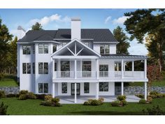 this is an artist's rendering of the front elevation of these luxury home plans