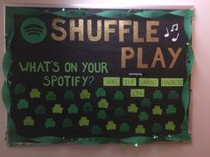 a bulletin board that says shuffle play and what's on your spotify?