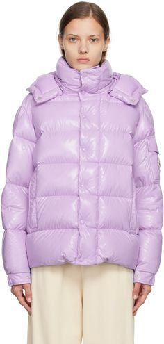 Moncler: Purple Moncler Maya 70 Down Jacket | SSENSE Moncler Maya, Wild Lavender, Puffer Jacket Outfit, Feather Jacket, Moncler Women, High Fashion Outfits, Down Puffer Coat, 70th Anniversary, Padded Coat