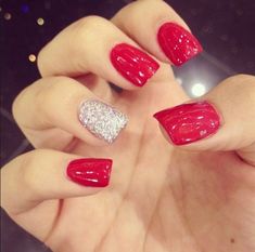 Nails Art Red, Red And Silver Nails, Prom Nails Red, Red Nail Art Designs, Red Nail Art, Red Manicure, Red Nail Designs, Nails Red, Super Nails