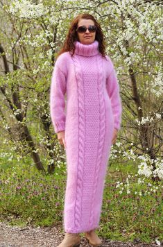 This  unique handmade dress /long sweater is made to give you pleasure and  makes you feel comfortable and stylish.It is suitable for any occasion.With this lovely sweater / dress you will feel beautiful at any time - in everyday life, at work,at home,visit with friends and relatives,in mountain... Wonderful design,warm and soft.Thick and fuzzy...just for you     Color - Pink     Content  - Mohair     Sizes - S, M and L.     Measurements, taken with the dress  laid flat, not stretched:   - Body length -  145 sm / 58''   - Width -   50 sm / 20''   - Lenght sleeve from the beginning to the neck - 72 sm / 28.8 ''    Please check carefully the described measurements before you decide to purchase this item.  Thanks for understanding!  If you want this item in another color ,please conact me.  P Mohair Dress, Fuzzy Sweater Outfit, Knit Chunky Sweater, Fuzzy Sweater Dress, Mohair Sweaters, Handmade Dress, Dress Handmade, Fuzzy Sweater, Long Sweater