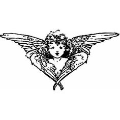 a black and white drawing of an angel with wings