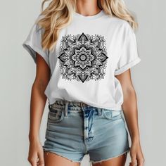 Aesthetic Mandala Sweatshirt, Trendy Boho Shirt, Spiritual Astrology Hoodie, Vintage Graphic Tee,Celestial Yoga Gift,Summer Beach Shirt,R106 ♥️ WELCOME ♥️ Looking for super soft, comfy, and high-quality clothes for your special days or loved ones? You've come to the right place! We absolutely love what we do and are dedicated to making your shopping experience just perfect. If you have any questions about our products, don't hesitate to reach out. We're here to help and will get back to you as s White Graphic Print Top For Festival, Trendy White Festival T-shirt, Trendy White T-shirt For Festivals, Casual White Top For Festival, White Relaxed Fit T-shirt For Festival, White Relaxed Fit Tops For Festival, White Bohemian Top With Graphic Print, White Bohemian T-shirt With Letter Print, White Bohemian Top With Screen Print