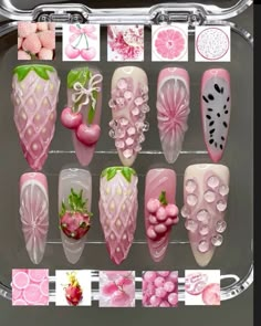 #pink #fruit #nails #nailart #naildesign Nails Fruit, Fruit Nails, Fruit Nail, Pink Fruit, Nail Swag, I Love Nails