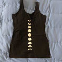 Moon Images Are On The Back Of The Tank Top Fitted Black Tops With Moon Print, Black Moon Print Top For Festivals, Moon Yoga, Moon Images, Yoga Top, Yoga Tops, The Back, Tank Top, Black White