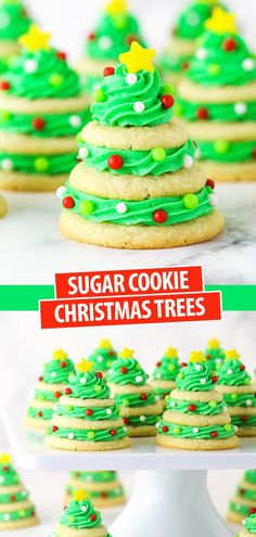 sugar cookie christmas trees with green frosting