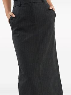 Rebecca Vallance Gilles Pinstripe Pencil Midi Skirt - Farfetch Pencil Midi Skirt, Rebecca Vallance, Wedding Guest Looks, Versace Outfit, Yoko London, City Dress, Midi Skirt Pencil, Summer Beach Wear, Gray Skirt