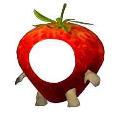 a drawing of a red strawberry with the letter o on it's back side