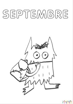 a black and white drawing of a wolf with the words'september'in spanish