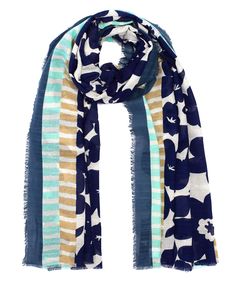 Forget what you know about flowery scarfs — this graphic wrap is a forget-me-not. It's a lightweight staple that makes a perfect warm-weather signature. Dimensions: 30" X 80" Fabrication: 76% cotton, 24% linen Spring Floral Print Beach Scarves, Summer Cotton Scarf With Floral Print, Spring Floral Print Patterned Scarf, Summer Blue Floral Print Scarves, Blue Floral Print Scarves For Summer, Blue Floral Print Scarf For Beach, Blue Trendy Scarves For Spring, Scarf Organization, Scarf Outfit