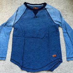 Never Worn. Size 5/6 @ Size 7 Blue Soft-washed Long Sleeve T-shirt, Boys Long Sleeve Shirts, Boy Tees, Boys Long Sleeve, For All Mankind, 7 For All Mankind, Shirt Color, Kids Shirts, Long Sleeve Shirt