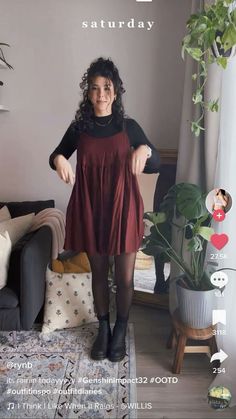 Curvy Clothing Styles, Knee Length Dress With Tights, Plus Size Dress Winter, Farmers Market Outfit Plus Size, Dark Feminine Plus Size Outfits, Last Day Of Work Outfit, Loose Fall Outfits, Comfy Artsy Outfits, Witchcore Fashion Plus Size