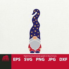 an image of a gnome with stars on it's head and the words eps svg