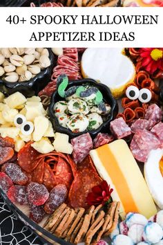 a platter filled with halloween appetizers and snacks