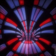 an abstract image with red, white and blue lines in the center on a black background