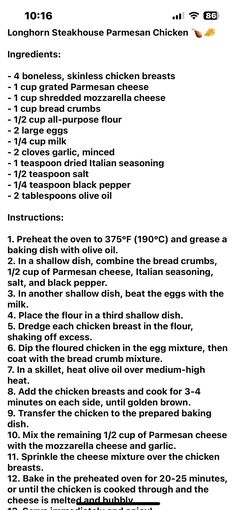 a recipe for chicken with instructions on the side