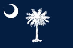 the flag of south carolina is shown with a crescent and palm tree in the foreground