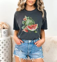 Watermelon Shirt for Women Comfort Colors Tee Summertime - Etsy Watermelon Shirt, Fruit Shirt, One In A Melon, Comfort Colors Tee, Shirt For Women, Mom Gift, Dye T Shirt, Gift For Mom, Melon