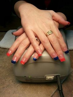 Denver Bronco nails :) Nfl Nails, Denver Bronco, September Nails, Manicure Inspiration, Crazy Nails, Great Nails