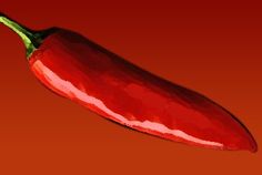 a red hot chili pepper on an orange background